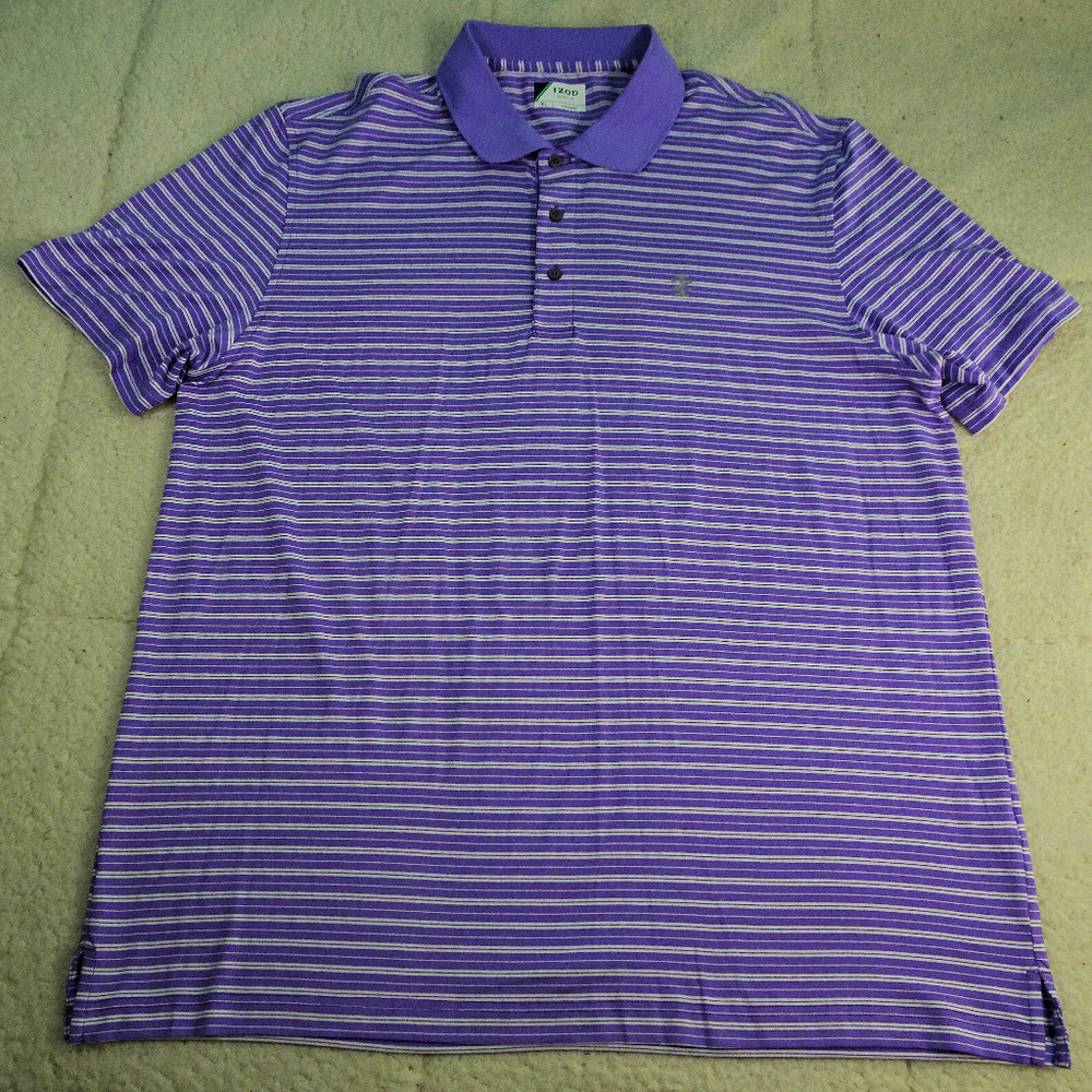 IZOD Golf Purple/White Polo Shirt X-Large